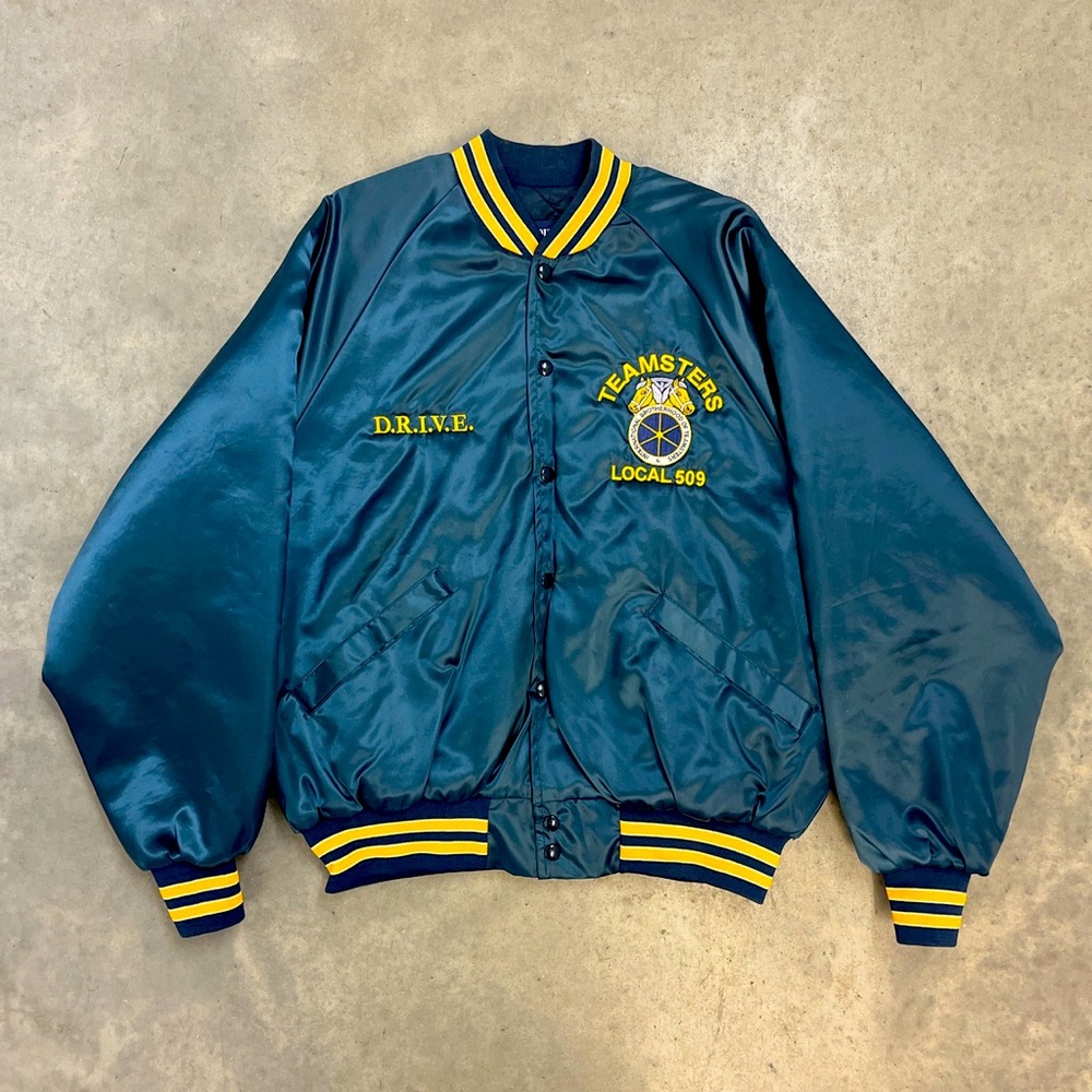 Vintage 80s/90s Teamsters Local 509 South Carolina Union Satin Bomber Jacket